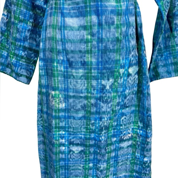 Handmade Vintage 80s Guatemalan Ikat Maxi Dress Embroidered Huipil Panel - Picture 2 of 9
